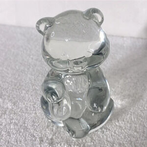 Vintage Fenton Crystal Clear Glass Bear  Paper Weight Figurine